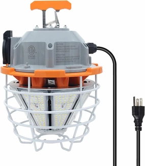 NS 150 Watts LED Temporary Work Light Fixture Daylight White 5000K 25000lm Portable Hanging Lamp Waterproof Jobsite Lighting Stainless Steel Protective Cover for Outdoor Construction High Bay Lights