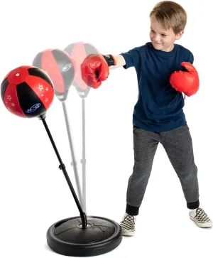 NSG Punching Bag for Kids & Boxing Gloves Set - Adjustable Freestanding Speed Bag with Spring-Loaded Stand, Junior Boxing Gloves & Hand Pump - Portable, Easy Assembly for Boys, Teens, Toddlers Ages 4 