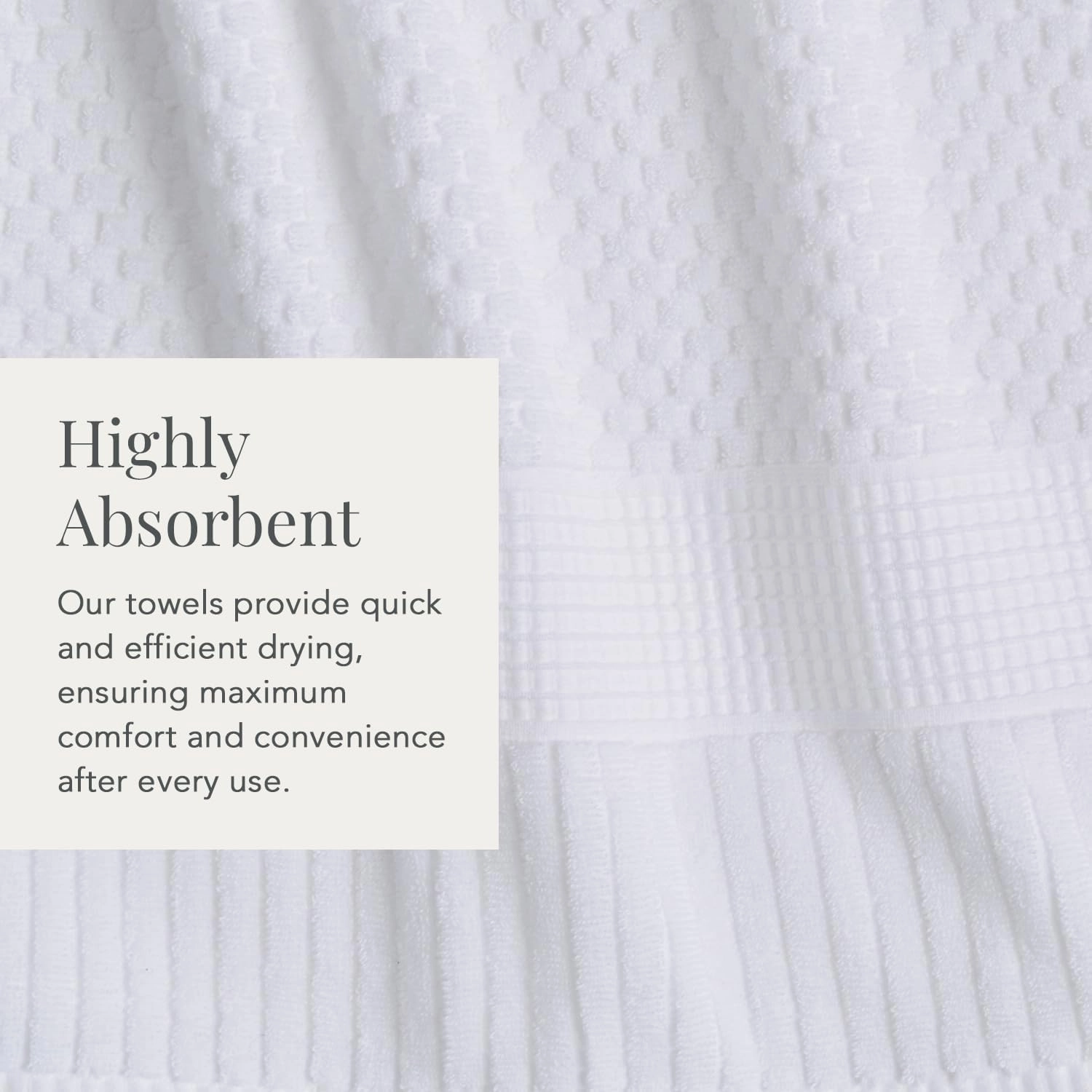 NY Loft 100% Cotton Bath Towel Set | 6 Piece Set - White Towels | Absorbent & Quick-Dry Bath Towels | Textured & Durable Cotton | Trinity Collection - Bright White
