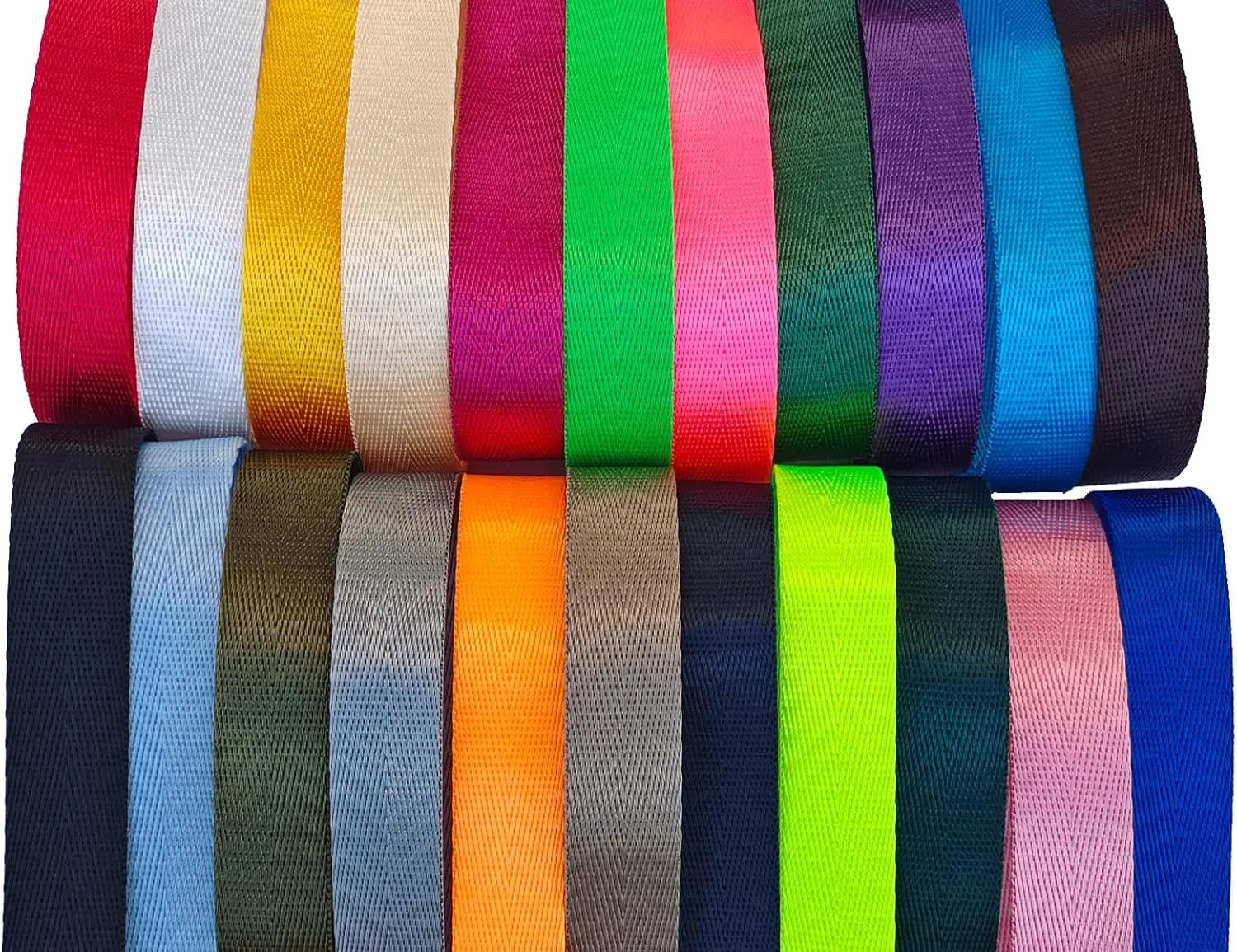 Nylon Webbing 1 Inch 1.5 Inch Durable Flat Nylon Strap Belt Mixed Color for Backpack,Cargo Strap,Pet Leash or Collar,Gardening,Craft