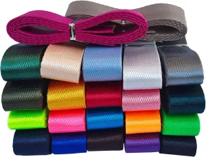 Nylon Webbing 1 Inch 1.5 Inch Durable Flat Nylon Strap Belt Mixed Color for Backpack,Cargo Strap,Pet Leash or Collar,Gardening,Craft