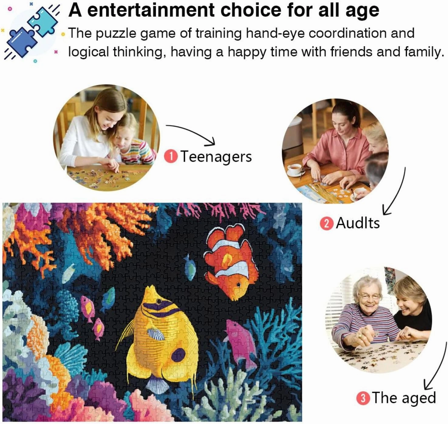 Ocean Tropical Fish Coral Jigsaw Puzzles for Adults 1000 Piece Teenagers Relax Toy Puzzle Game Home Toys for Kids Gift 20860950