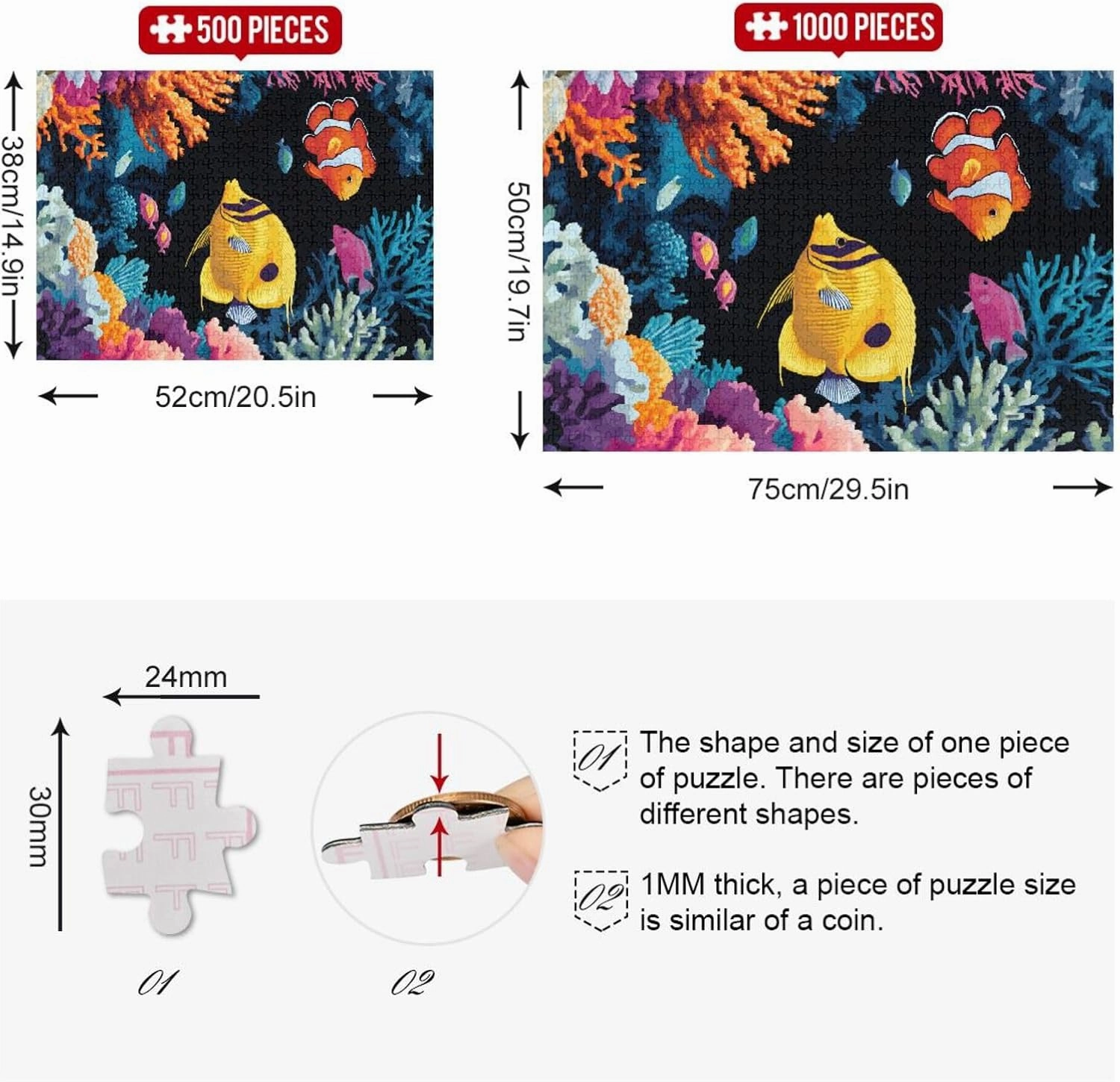 Ocean Tropical Fish Coral Jigsaw Puzzles for Adults 1000 Piece Teenagers Relax Toy Puzzle Game Home Toys for Kids Gift 20860950
