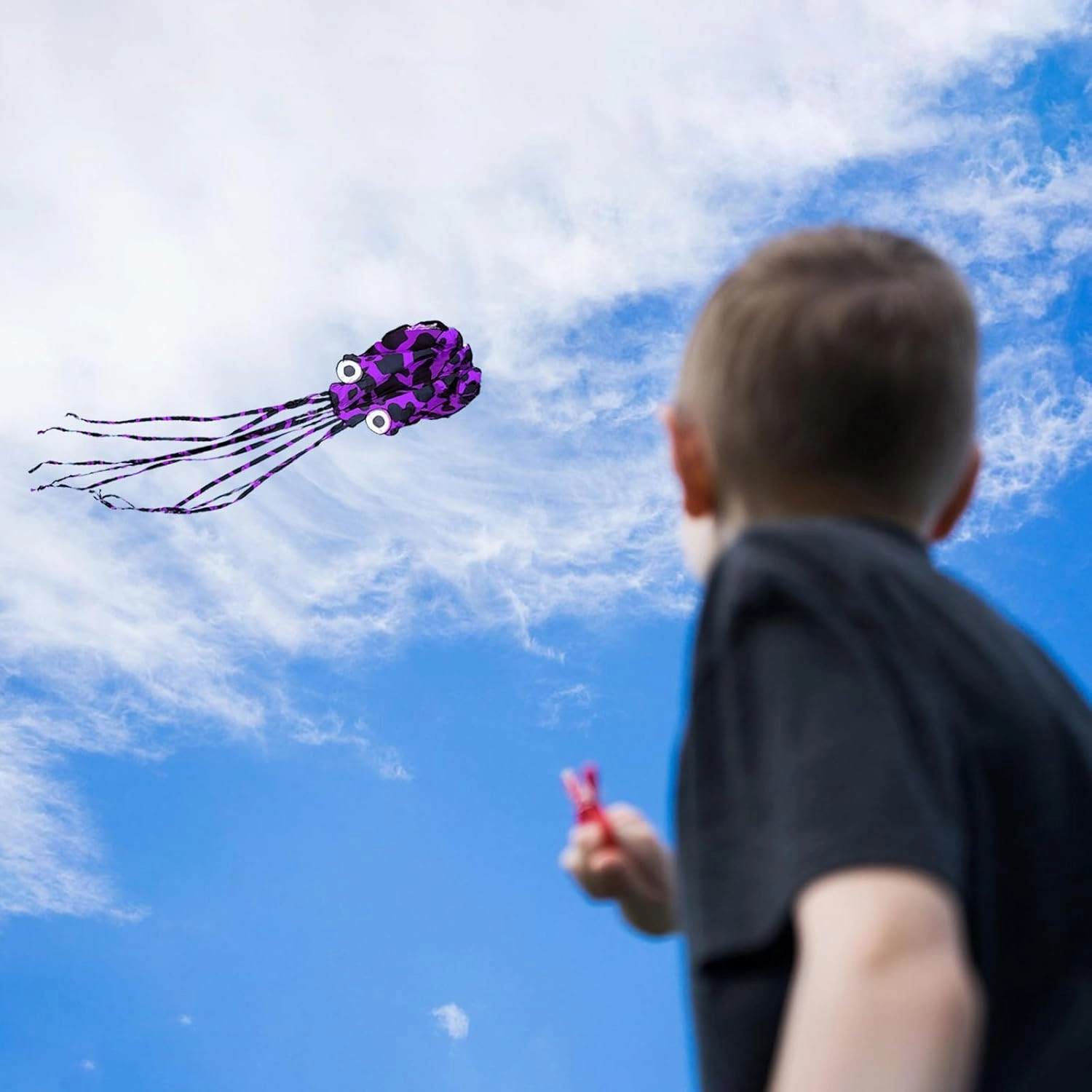 Octopus Kites for Kids & Adults Easy to Fly, 24”x 158” Large Soft Kite Kit for Boys and Girls, Single Line 3D Beach Kite Set for Teens,Perfect for Outdoor Activities