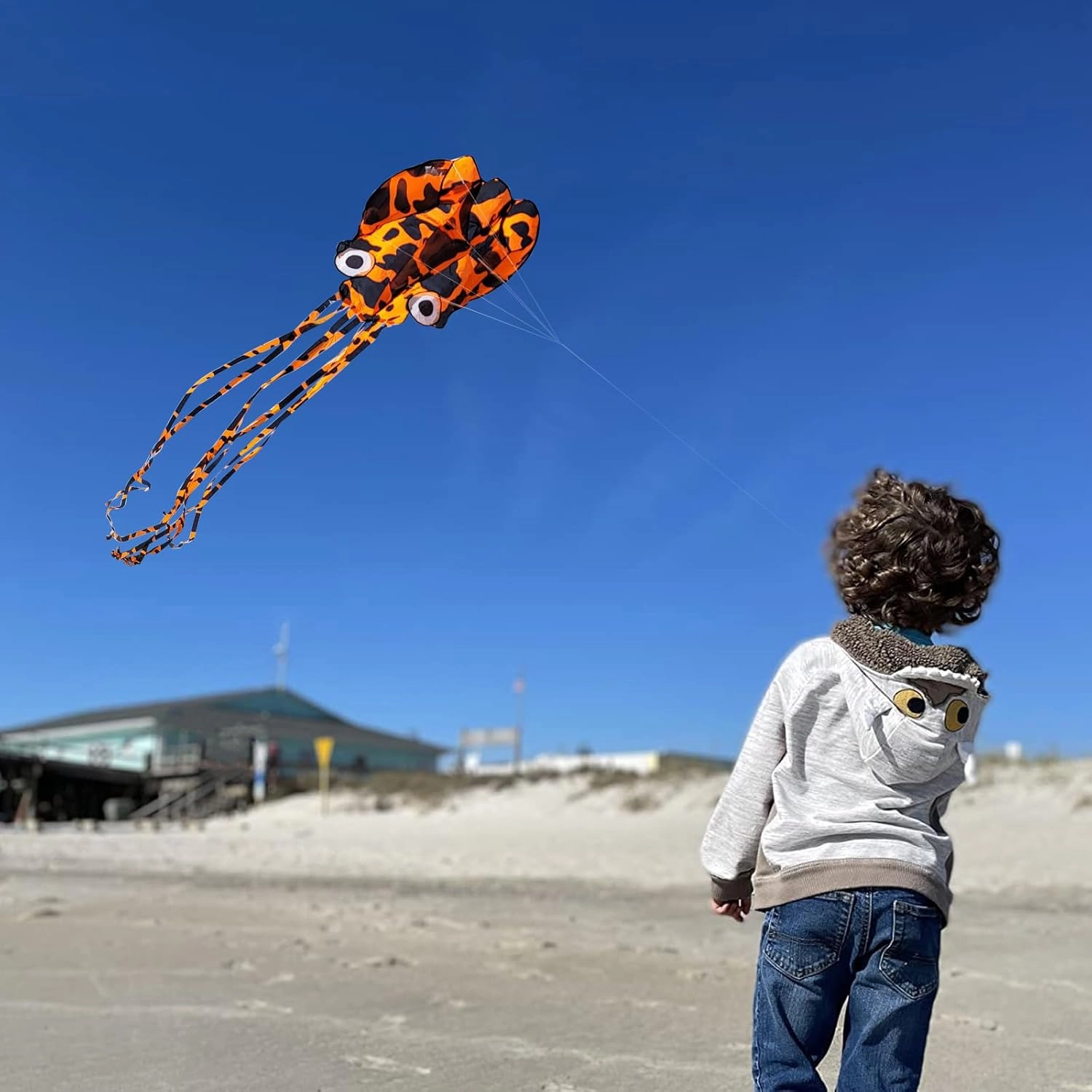 Octopus Kites for Kids & Adults Easy to Fly, 24”x 158” Large Soft Kite Kit for Boys and Girls, Single Line 3D Beach Kite Set for Teens,Perfect for Outdoor Activities
