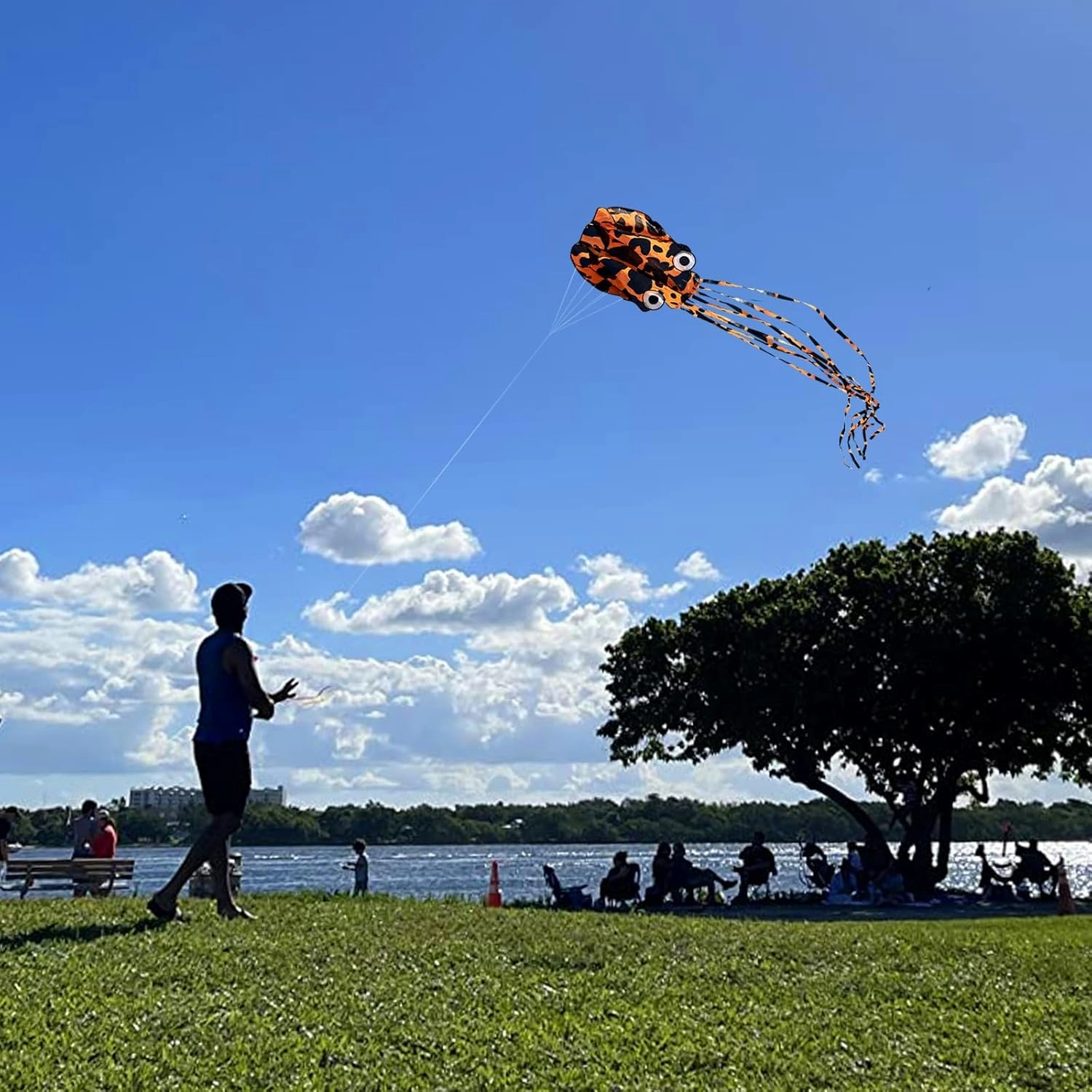 Octopus Kites for Kids & Adults Easy to Fly, 24”x 158” Large Soft Kite Kit for Boys and Girls, Single Line 3D Beach Kite Set for Teens,Perfect for Outdoor Activities