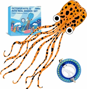Octopus Kites for Kids & Adults Easy to Fly, 24”x 158” Large Soft Kite Kit for Boys and Girls, Single Line 3D Beach Kite Set for Teens,Perfect for Outdoor Activities