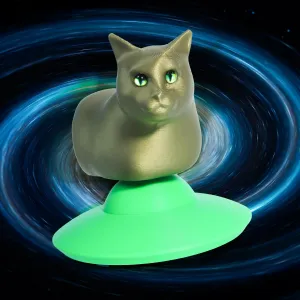 Oiiai Spinning Cat - Cat Fidget - 360 Degrees Rotating - Stress Relief 3D Printed Animal for Relaxation and Fun - Unique Gift for Meme Fans and Pet Enthusiasts -UFO Cat