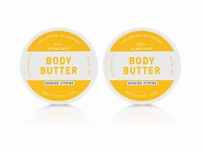 Old Whaling Co Seaside Citrine Body Butter 2 Pack – Soothing Cream with Shea Butter, Aloe and Sunflower Oil – Citrus & Musk Scent, 8oz Jars, Set of 2
