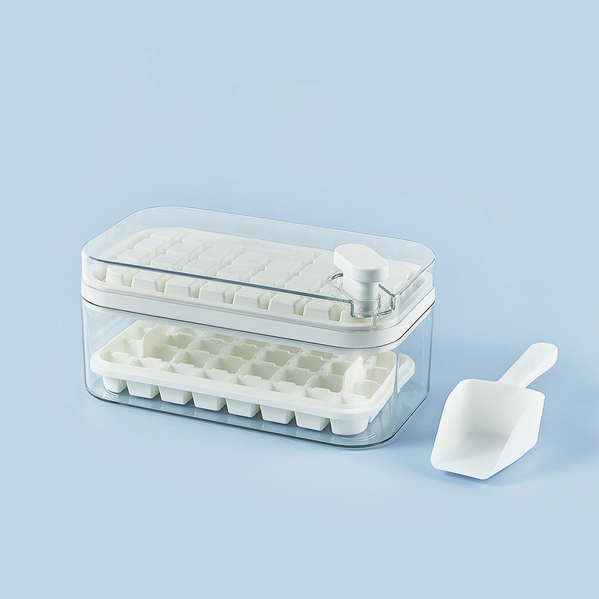 One-button Press Type Ice Mold Box Plastics Ice Cube Maker Ice Tray Mold With Storage Box With Lid Bar Kitchen Accessories