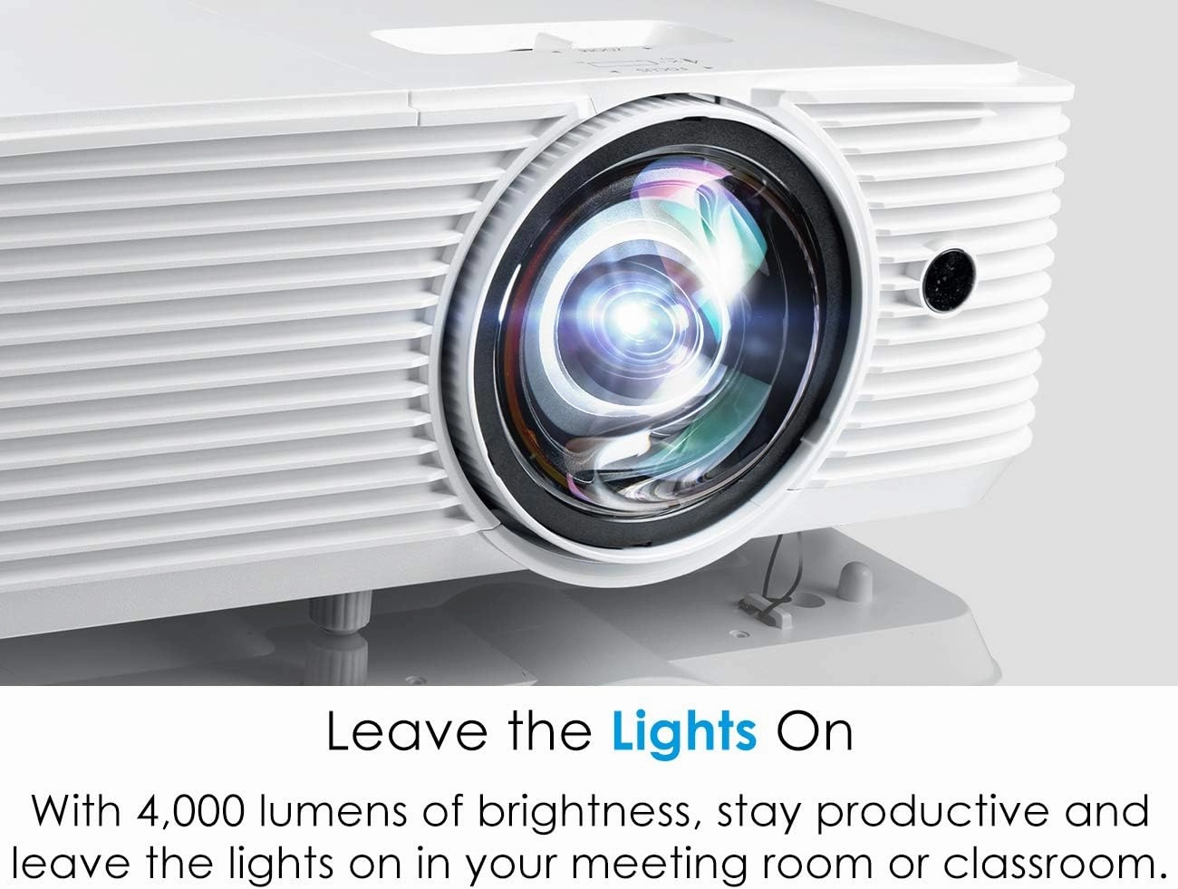 Optoma EH412ST Short Throw 1080P HDR Professional Projector | Super Bright 4000 Lumens | Business Presentations, Classrooms, or Meeting Rooms | 15,000 hour lamp life | Speaker Built In | Portable
