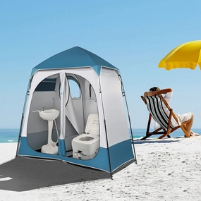 Outdoor Shower Tents, Rooms Shower Tent, Outdoor Pop up Changing Room, Extra Wide Privacy Shelter for Camping Dressing Bathroom,Shower Privacy Shelter,Portable Camping Changing Tent, Blue/White
