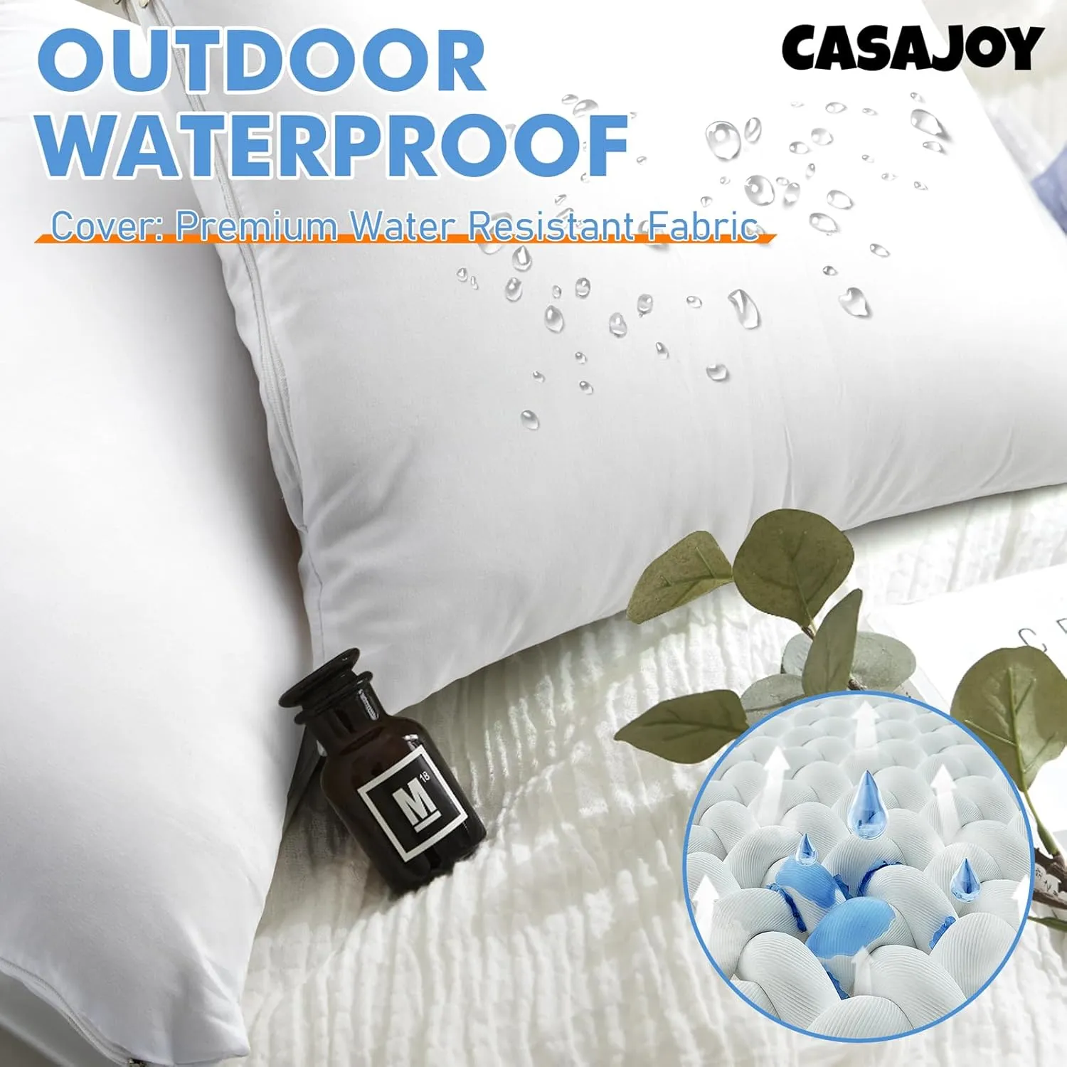 Pack of 4 18x18 Outdoor Pillow Inserts, Water Resistant Throw Pillow Inserts, Cushion Inner Pads for Patio, Furniture, Sofa, Bed, Living Room, Garden Decorative Waterproof Pillow Inserts