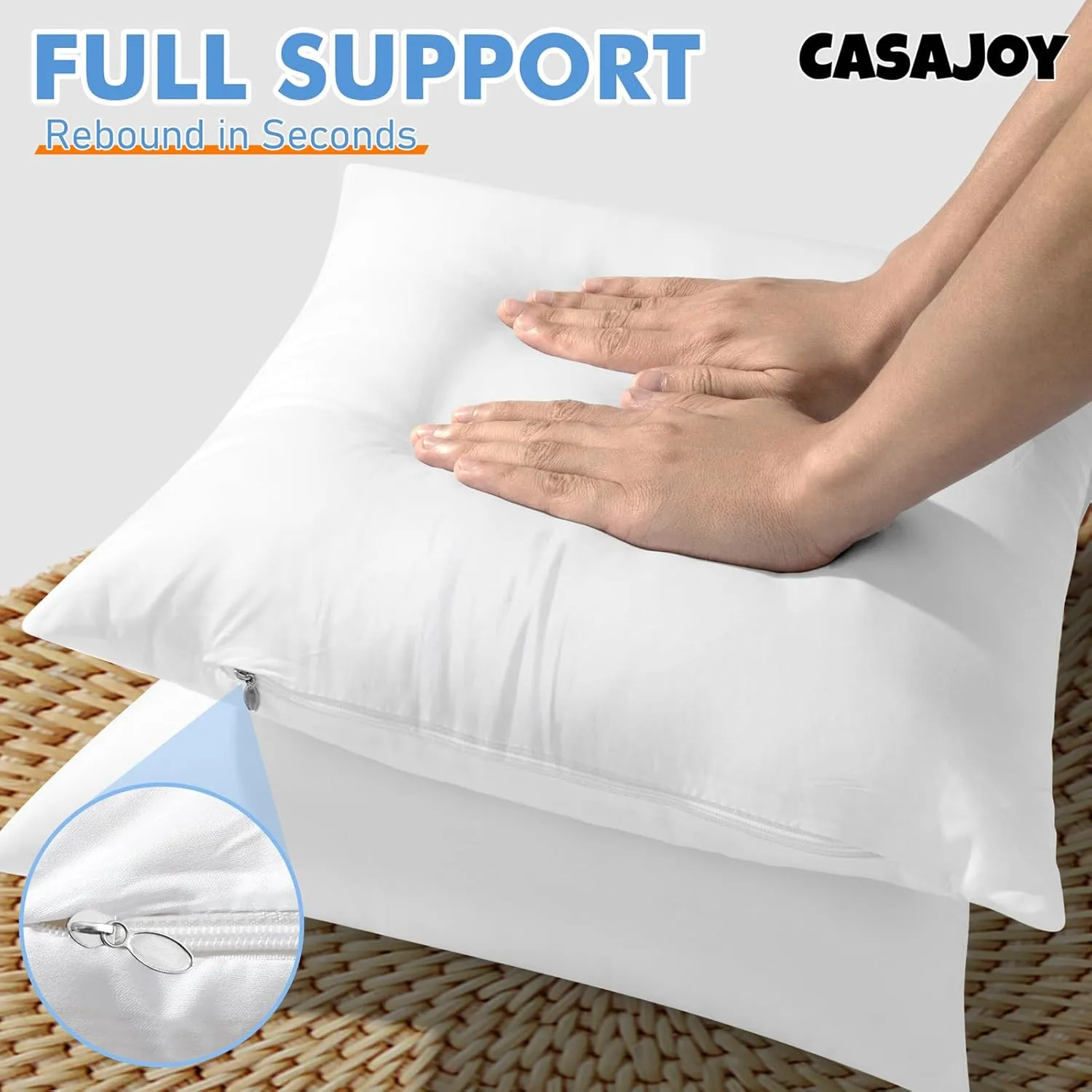 Pack of 4 18x18 Outdoor Pillow Inserts, Water Resistant Throw Pillow Inserts, Cushion Inner Pads for Patio, Furniture, Sofa, Bed, Living Room, Garden Decorative Waterproof Pillow Inserts