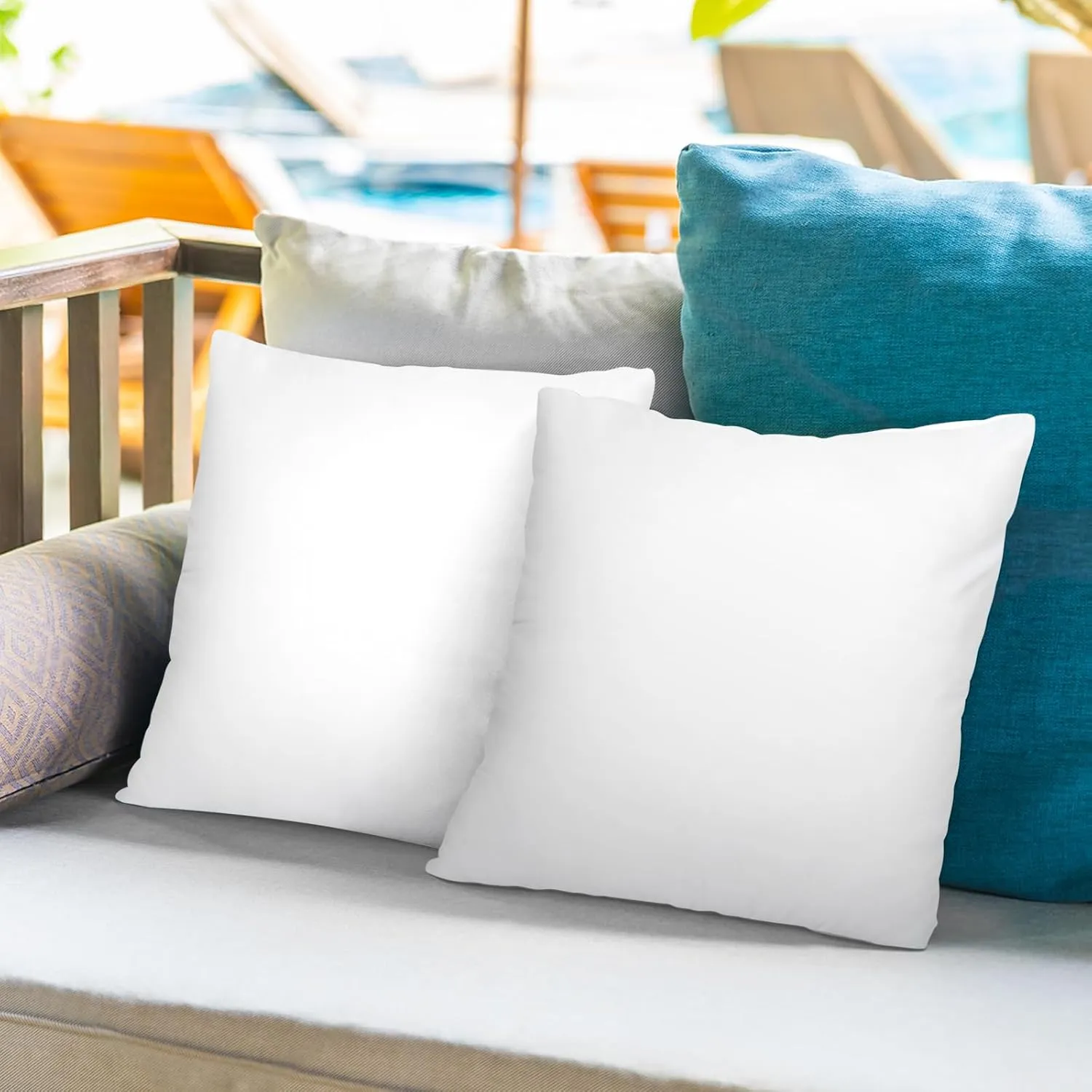 Pack of 4 18x18 Outdoor Pillow Inserts, Water Resistant Throw Pillow Inserts, Cushion Inner Pads for Patio, Furniture, Sofa, Bed, Living Room, Garden Decorative Waterproof Pillow Inserts