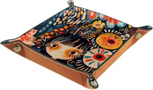 Painted Abstract Girl Pattern Stacking Jewelry Organizer Trays, Small Desk Drawer Organizer Tray for Earrings, Bracelets, Rings, Key Tray for Entryway Table, Decorative and Functional