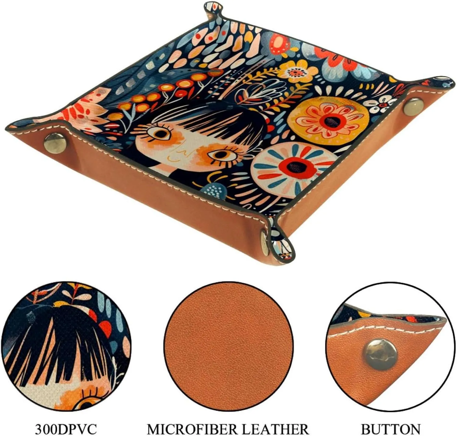 Painted Abstract Girl Pattern Stacking Jewelry Organizer Trays, Small Desk Drawer Organizer Tray for Earrings, Bracelets, Rings, Key Tray for Entryway Table, Decorative and Functional