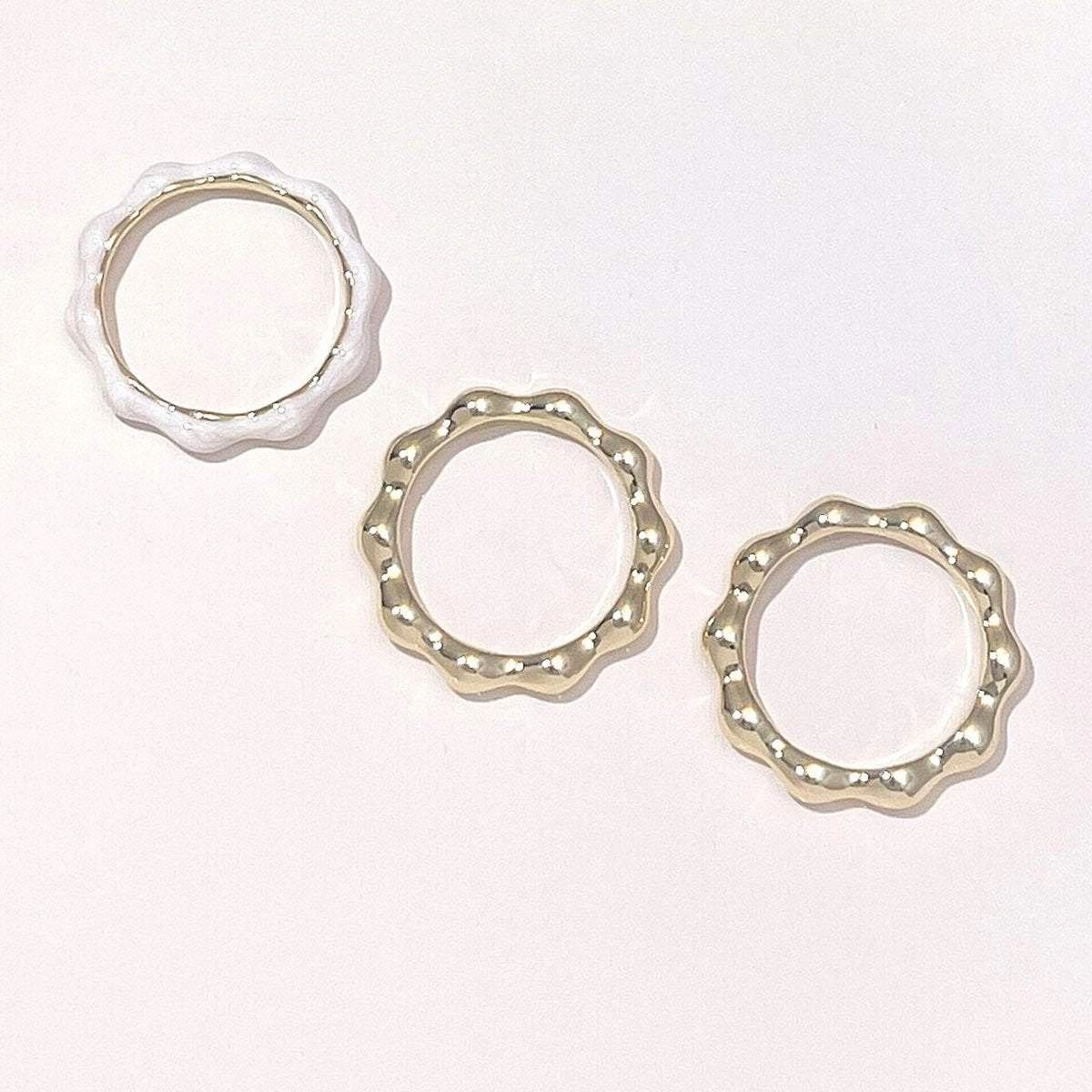 Painted Oil Round Irregular Simple Three-piece Ring