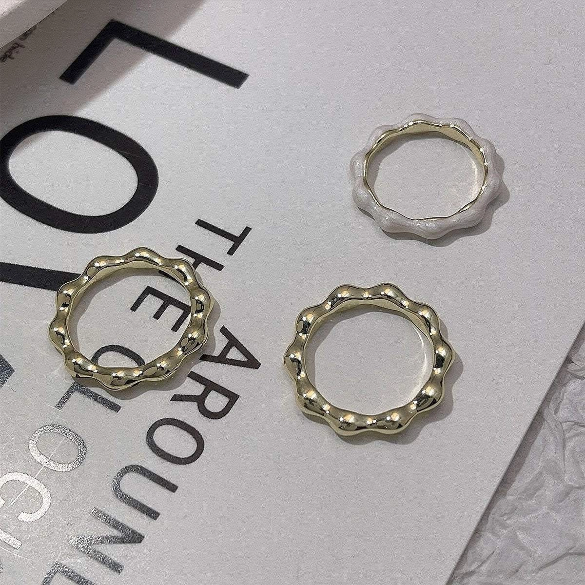 Painted Oil Round Irregular Simple Three-piece Ring