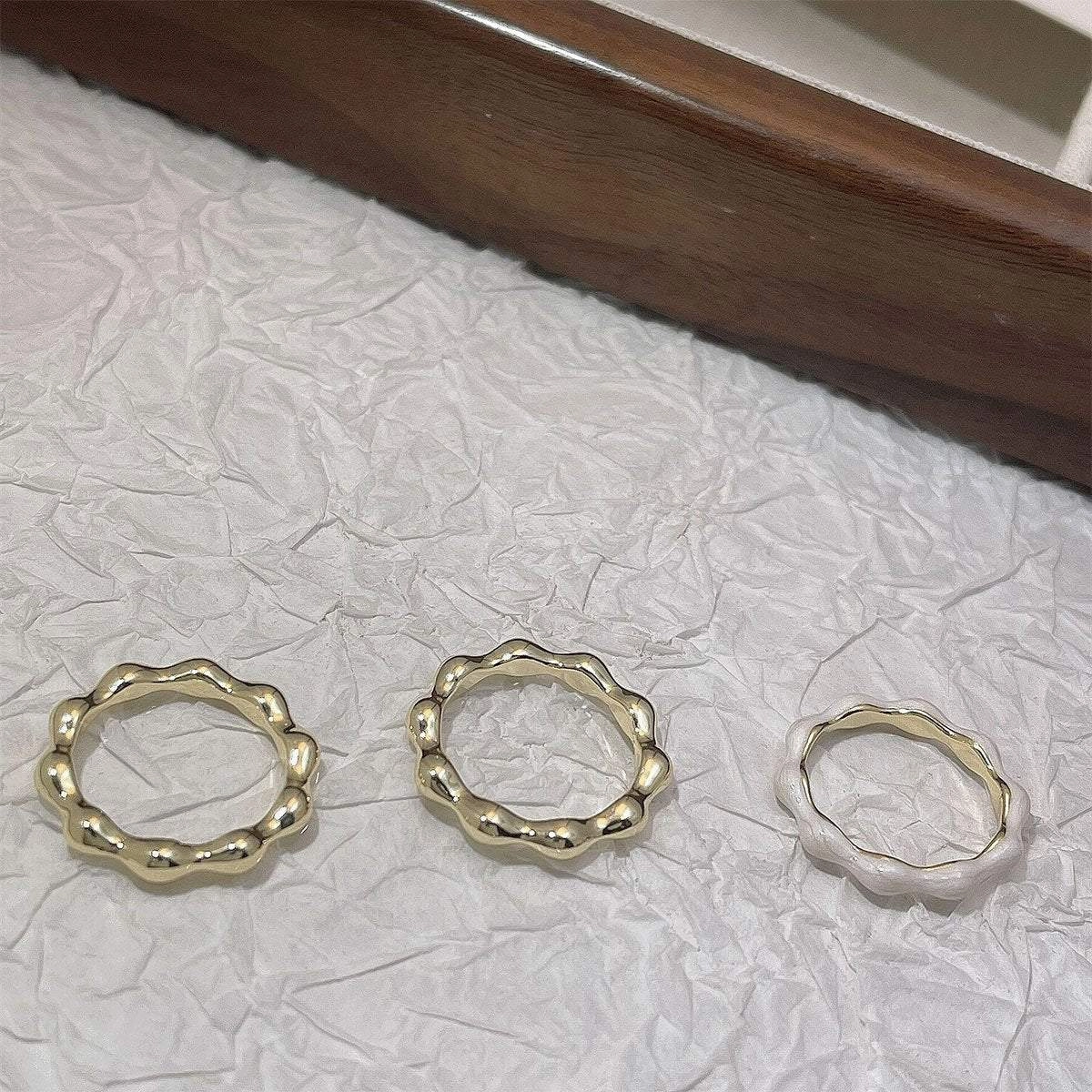 Painted Oil Round Irregular Simple Three-piece Ring