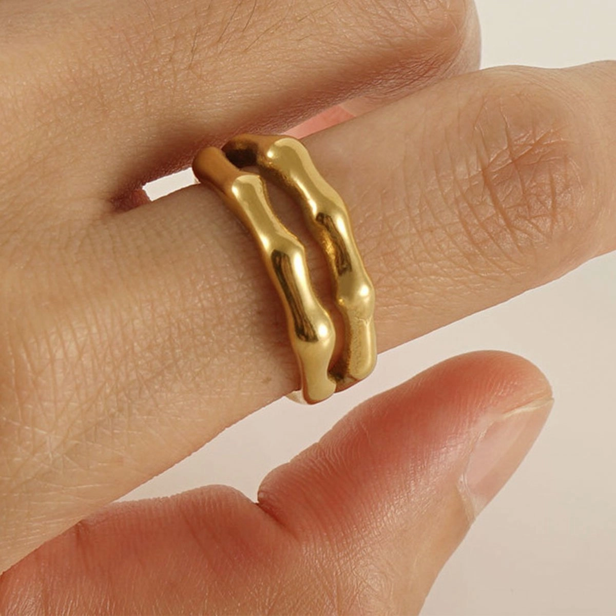 Painted Oil Round Irregular Simple Three-piece Ring