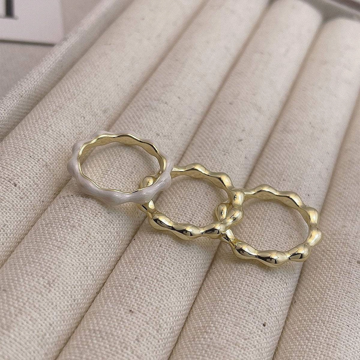 Painted Oil Round Irregular Simple Three-piece Ring