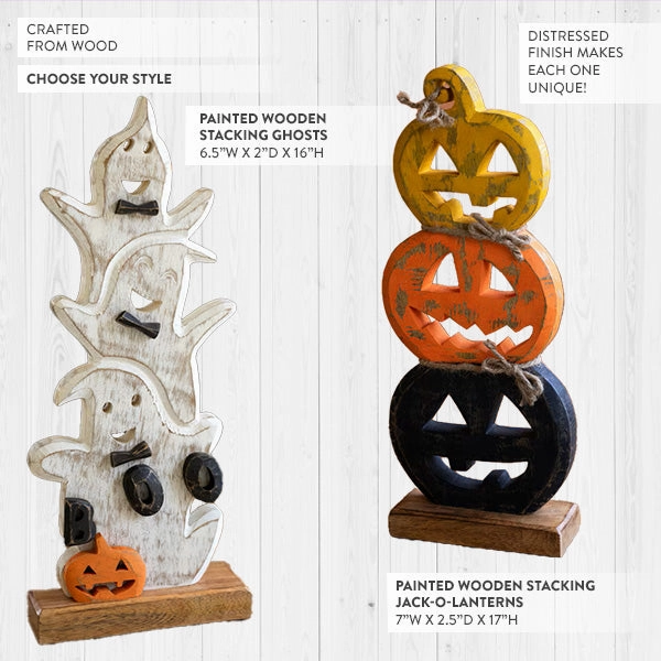 Painted Stacking Wooden Halloween Decor, Choose Your Style