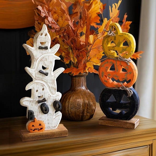 Painted Stacking Wooden Halloween Decor, Choose Your Style