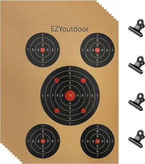 Paper Targets 25/45 Pack, Multiple Aiming Zones Shooting Targets, 4 Clips Included, Ideal for Indoor and Outdoor Range, Airsoft, Pellet Gun, Rifle, Pistol Practice