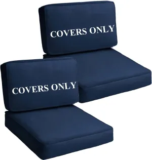 Patio Cushion Covers Replacement Outdoor Seat Cushions Cover for Patio Furniture, Deep Seat Bottom and Back Cushion Cover Set for Chair, Sofa and Couch, 4Packs, 28x28x6/28x13x6, Blue