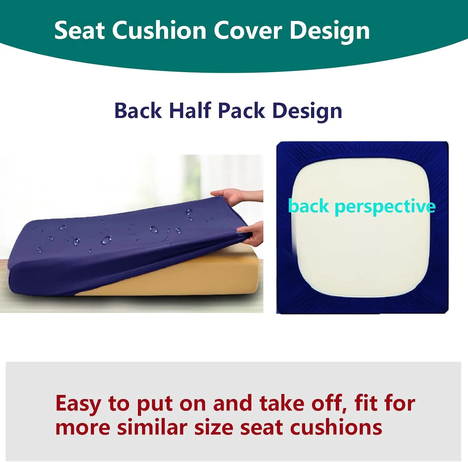 Patio Cushion Covers Replacement Outdoor Seat Cushions Cover for Patio Furniture, Deep Seat Bottom and Back Cushion Cover Set for Chair, Sofa and Couch, 4Packs, 28x28x6/28x13x6, Blue