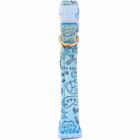 Patterned Dog Collar Blue - Adjustable Bright Durable Pet Accessory