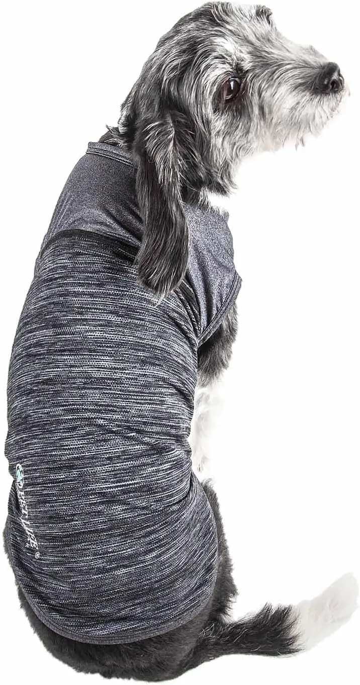 Pet Life ® Active 'Aero-Pawlse' Heathered Fitness and Yoga Dog T-Shirt Tank Top - Performance Pet T-Shirt with 4-Way-Stretch and Quick-Dry Technology - Summer Dog Clothes with Added Reflective Safety