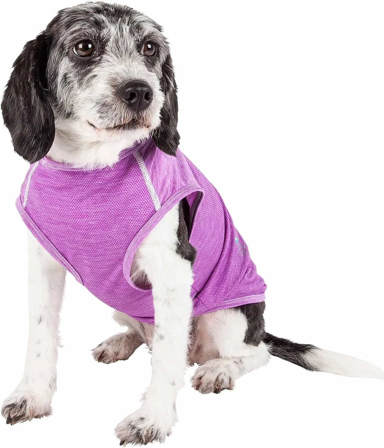 Pet Life ® Active 'Aero-Pawlse' Heathered Fitness and Yoga Dog T-Shirt Tank Top - Performance Pet T-Shirt with 4-Way-Stretch and Quick-Dry Technology - Summer Dog Clothes with Added Reflective Safety