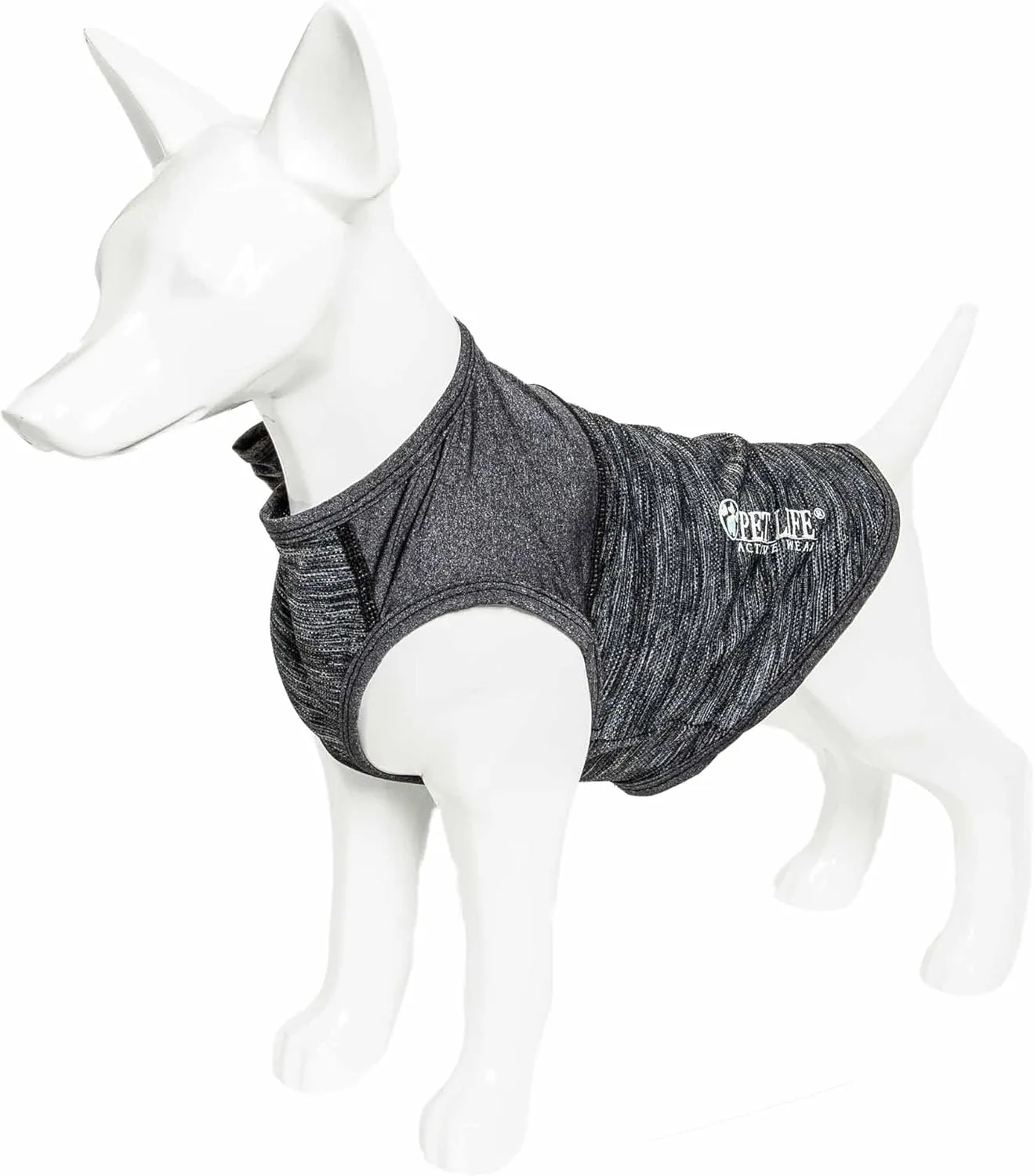 Pet Life ® Active 'Aero-Pawlse' Heathered Fitness and Yoga Dog T-Shirt Tank Top - Performance Pet T-Shirt with 4-Way-Stretch and Quick-Dry Technology - Summer Dog Clothes with Added Reflective Safety