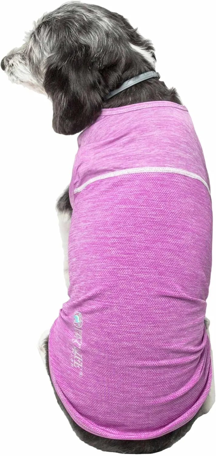 Pet Life ® Active 'Aero-Pawlse' Heathered Fitness and Yoga Dog T-Shirt Tank Top - Performance Pet T-Shirt with 4-Way-Stretch and Quick-Dry Technology - Summer Dog Clothes with Added Reflective Safety