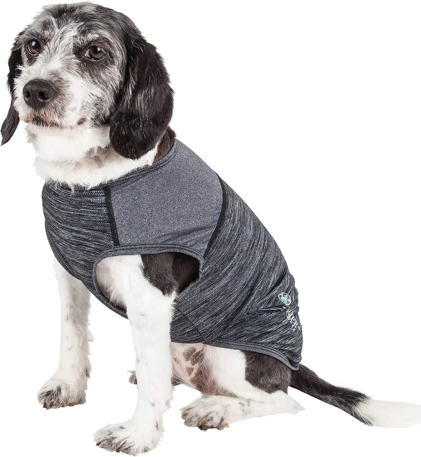 Pet Life ® Active 'Aero-Pawlse' Heathered Fitness and Yoga Dog T-Shirt Tank Top - Performance Pet T-Shirt with 4-Way-Stretch and Quick-Dry Technology - Summer Dog Clothes with Added Reflective Safety