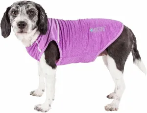 Pet Life ® Active 'Aero-Pawlse' Heathered Fitness and Yoga Dog T-Shirt Tank Top - Performance Pet T-Shirt with 4-Way-Stretch and Quick-Dry Technology - Summer Dog Clothes with Added Reflective Safety