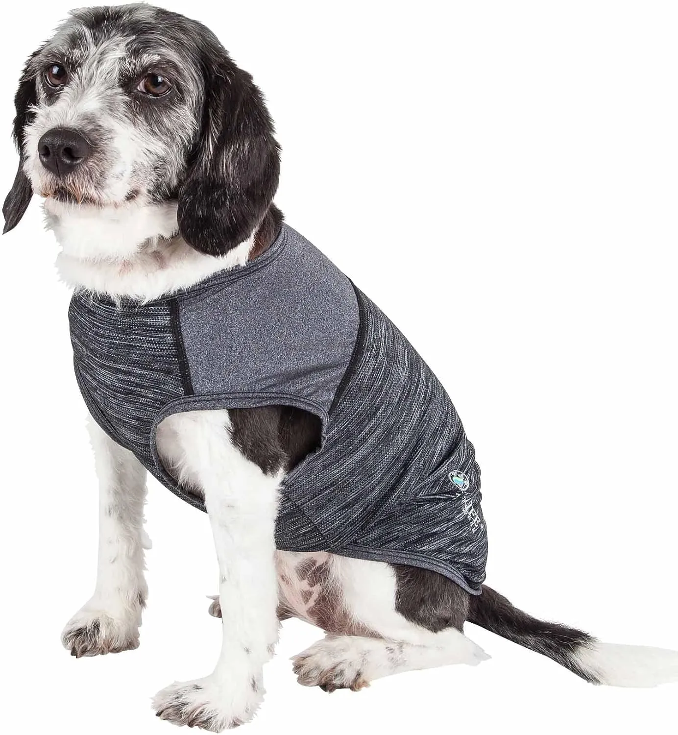 Pet Life ® Active 'Aero-Pawlse' Heathered Fitness and Yoga Dog T-Shirt Tank Top - Performance Pet T-Shirt with 4-Way-Stretch and Quick-Dry Technology - Summer Dog Clothes with Added Reflective Safety