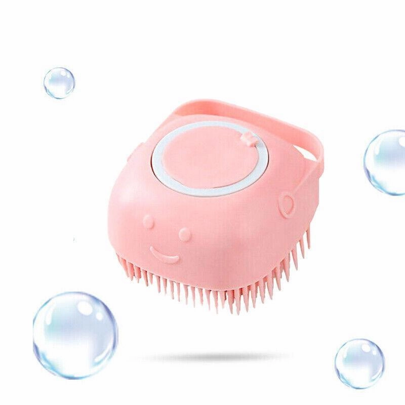 Pet Massage Bath Brush For Dog Cat Shampoo Dispenser Silicone Scrubber Wash Tool