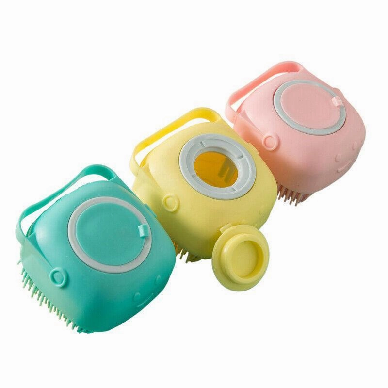 Pet Massage Bath Brush For Dog Cat Shampoo Dispenser Silicone Scrubber Wash Tool