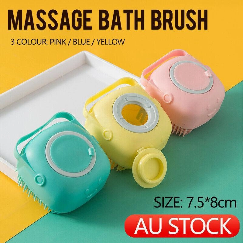 Pet Massage Bath Brush For Dog Cat Shampoo Dispenser Silicone Scrubber Wash Tool