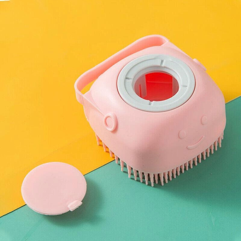 Pet Massage Bath Brush For Dog Cat Shampoo Dispenser Silicone Scrubber Wash Tool