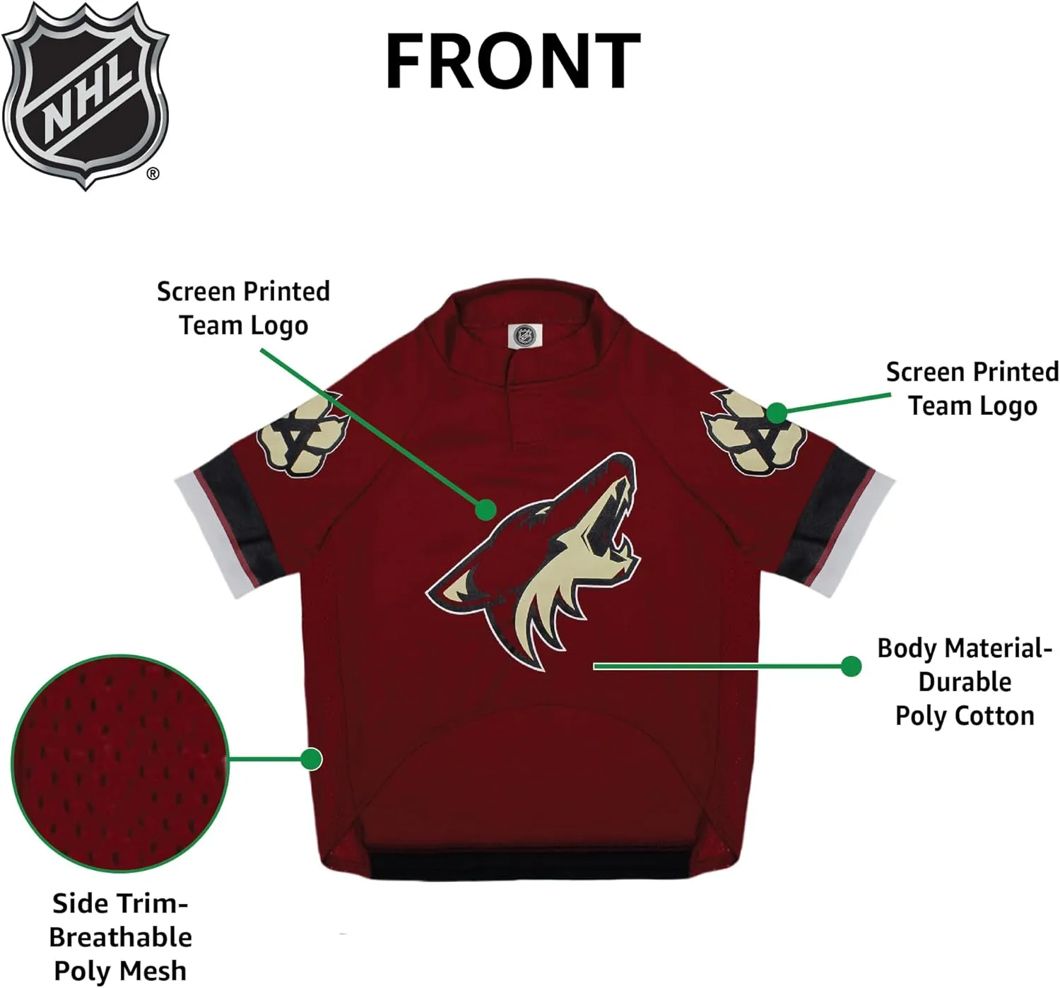 Pets First NHL Arizona Coyotes Jersey for Dogs & Cats, Medium. - Let Your Pet Be A Real NHL Fan!