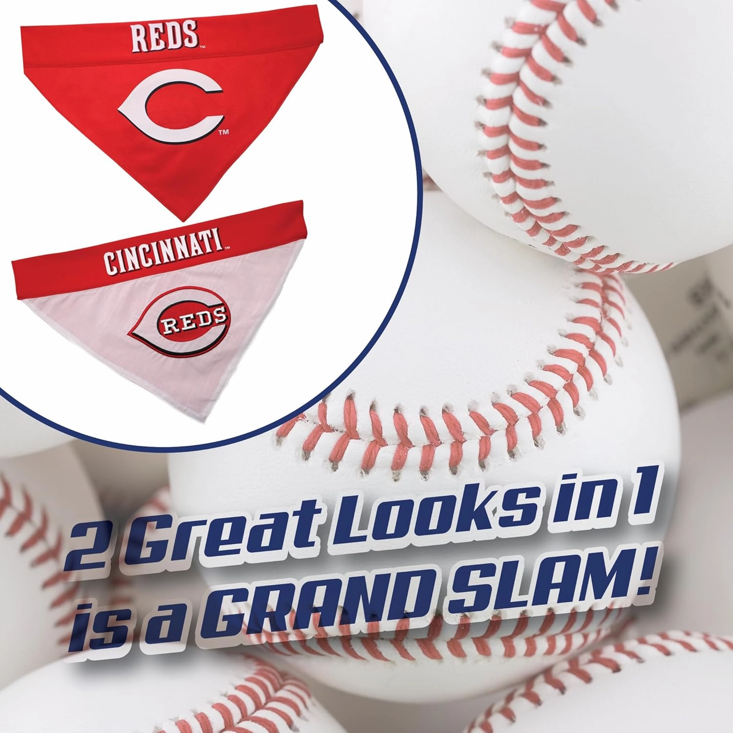 Pets First RED-3217-S-M MLB Dog Bandana - Cincinnati Reds Reversible Pet Bandana, Small/Medium, MLB Team Color