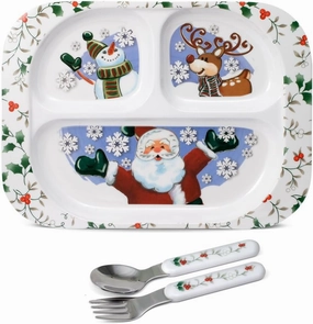 Pfaltzgraff Winterberry 3 Piece Jolly Santa Childrens Set