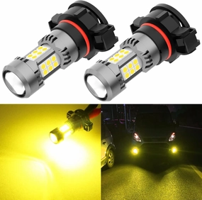 PHINLION PSX24W 2504 12276 LED Fog Light Bulbs, 3200 Lumens Super Bright, 3000K Golden Yellow, 3030 30 SMD Chips, DRL Replacement Lamps for Cars, Trucks, SUVs