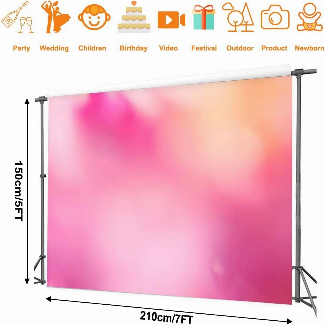 Photography Backdrop Photography Background Abstract Rose Quarz Pink Fusia Abstract blurred soft focus bright pink for Photoshoot Portrait Photo Studio Video Prop Birthday Party Booth Decoration 7x5ft