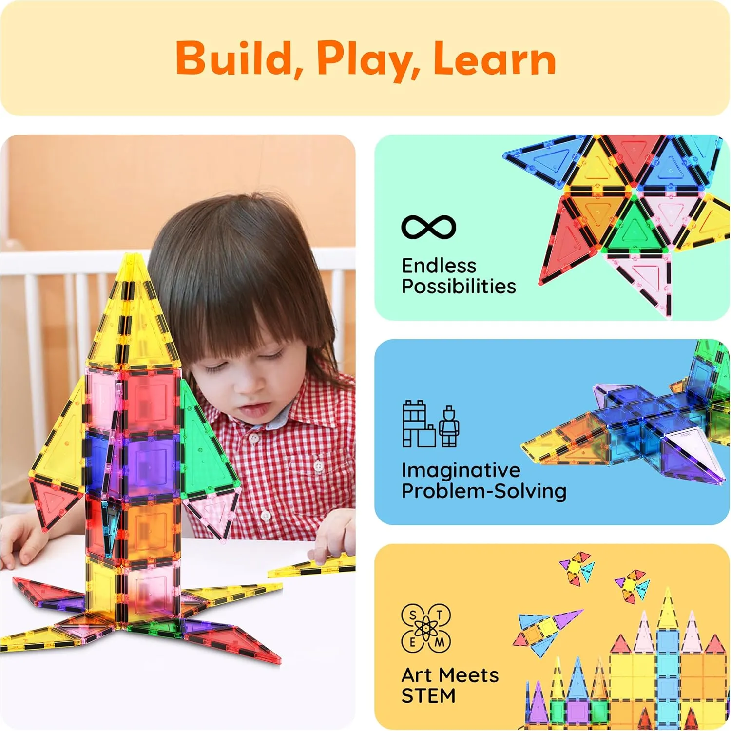 PicassoTiles 101pcs Magnetic Building Block Toy   Case Set Magnet Tile Construction Blocks for Ages 3 and Up Educational Kit Child Brain Development Learning Playset in Portable Travel Carry Bin