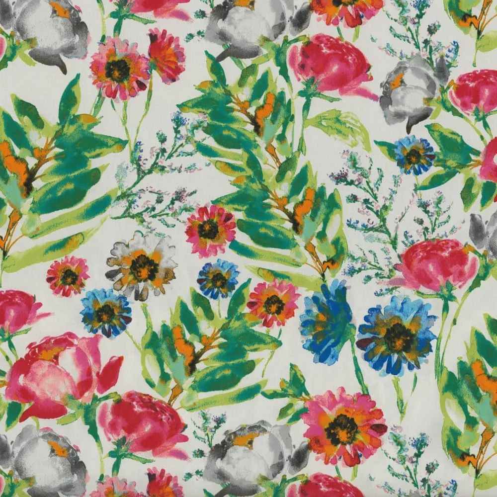 Pillow Perfect Bright Floral Indoor/Outdoor Accent Throw Pillow, Plush Fill, Weather, and Fade Resistant, Lumbar - 11.5" x 18.5" , Pink/Blue Flower Mania, 2 Count